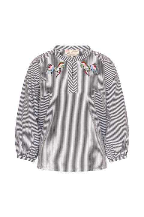 Striped Blouse With Zebra Patches