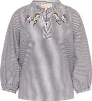 Maison Common Striped Blouse With Zebra Patches
