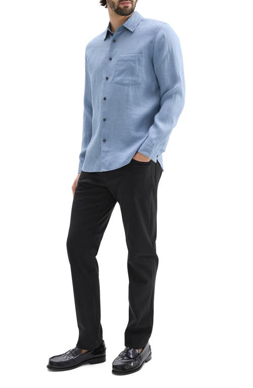 Theory Irving Solid Linen Button-up Shirt In Rainstorm