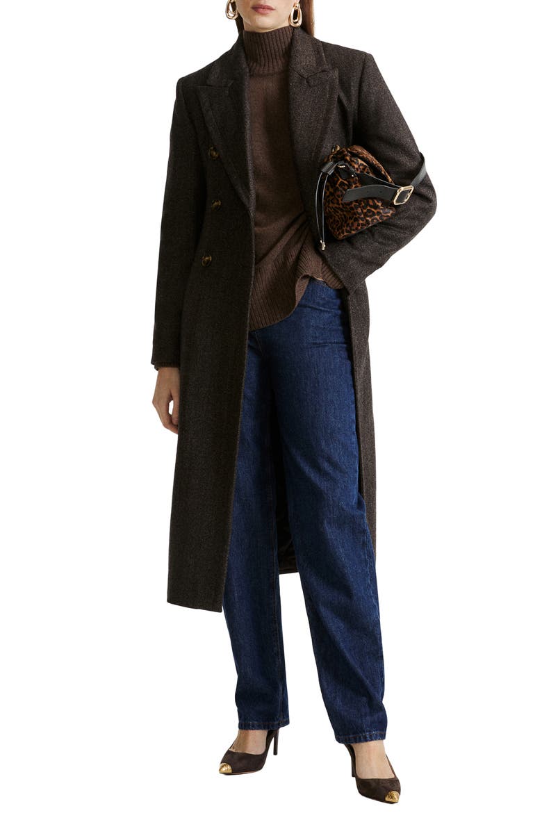 Silk Detail Mock Neck Sweater, Alternate, color, DARK BROWN