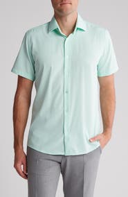 TOM BAINE Slim Fit Performance Short Sleeve Button-Up Shirt