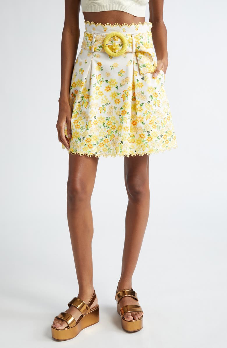 FARM Rio Azaleia High Waist Belted Miniskirt, Main, color, 