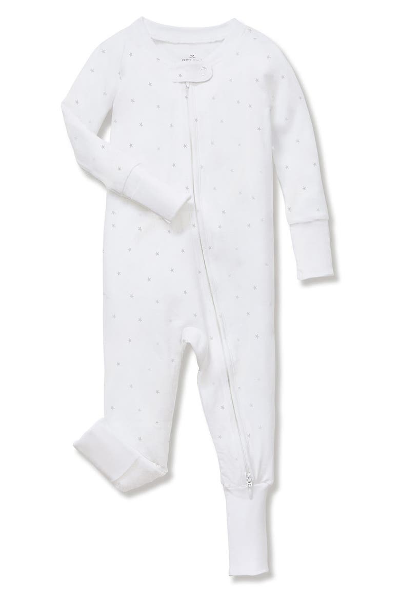 Grey Stars Pima Peekaboo Romper, Main, color, WHITE