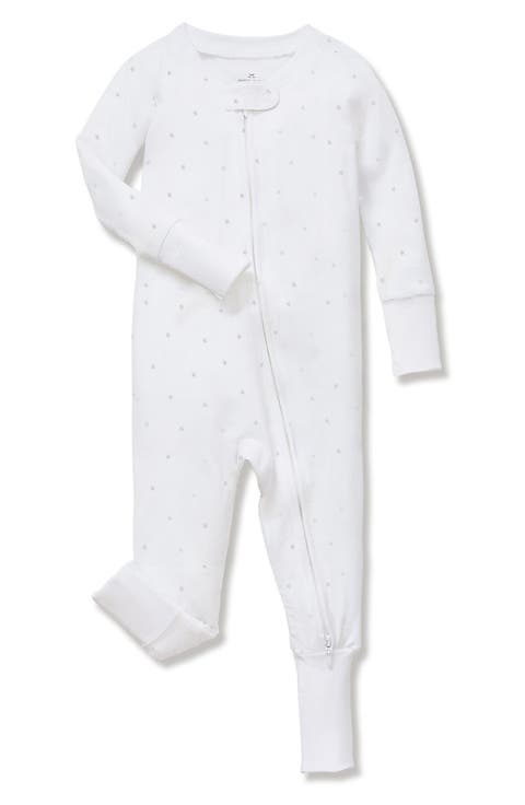 Grey Stars Stretch Pima Cotton Blend Convertible One-Piece Pajamas (Baby)