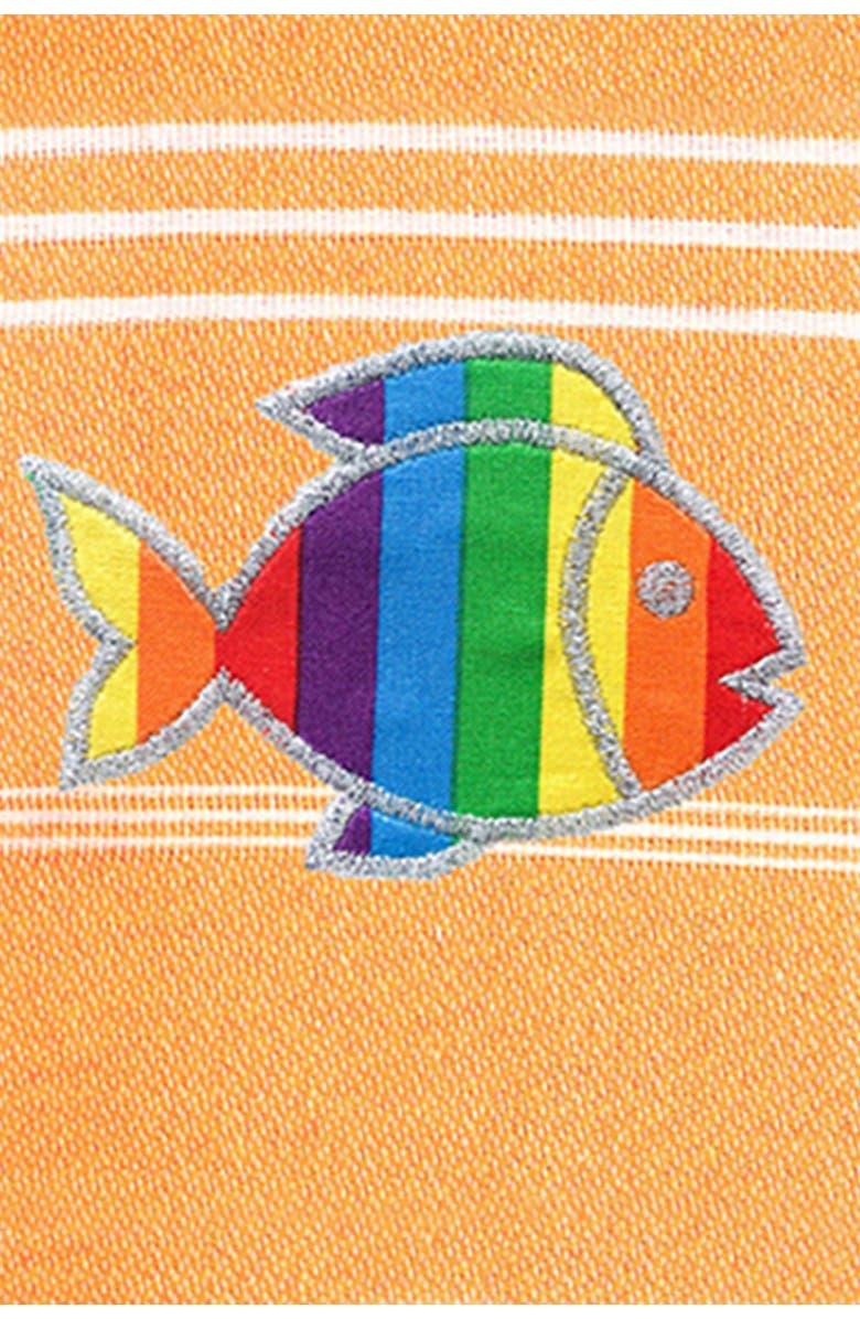 Linum Home Textiles 100% Turkish Cotton Lucky Sparkling Rainbow Fish Pestemal Beach Towel - Melon Orange, Alternate, color, 