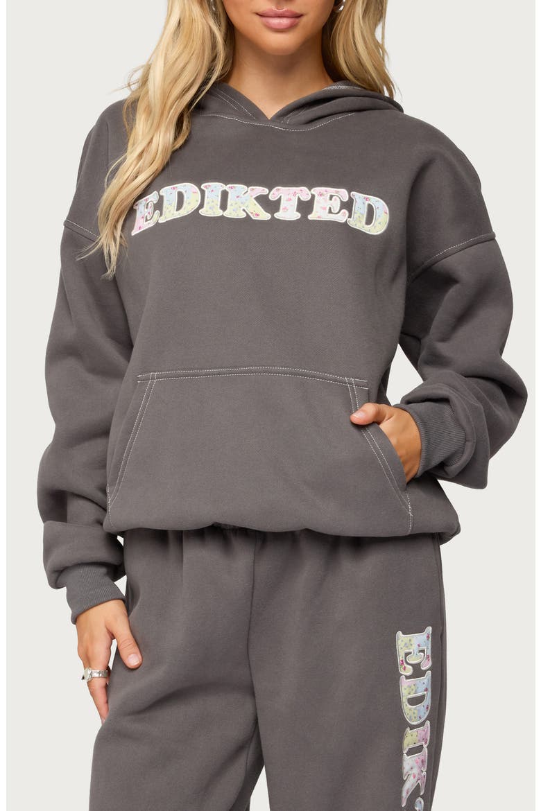 Mili Flower Logo Hoodie, Main, color, GRAY
