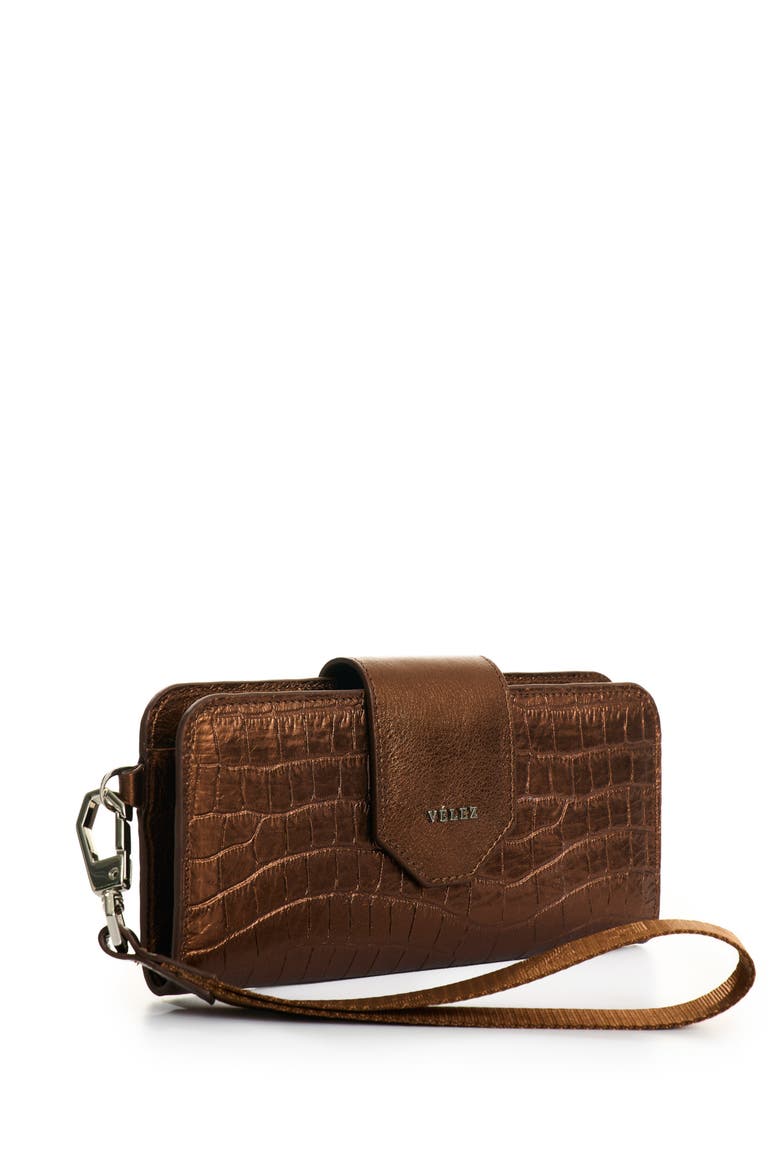 Extravaganza Folia Leather Checkbook Wallet, Alternate, color, Bronze