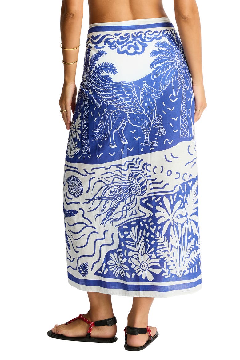 Jungle Lino Long Pareo Sarong, Alternate, color, BLUE