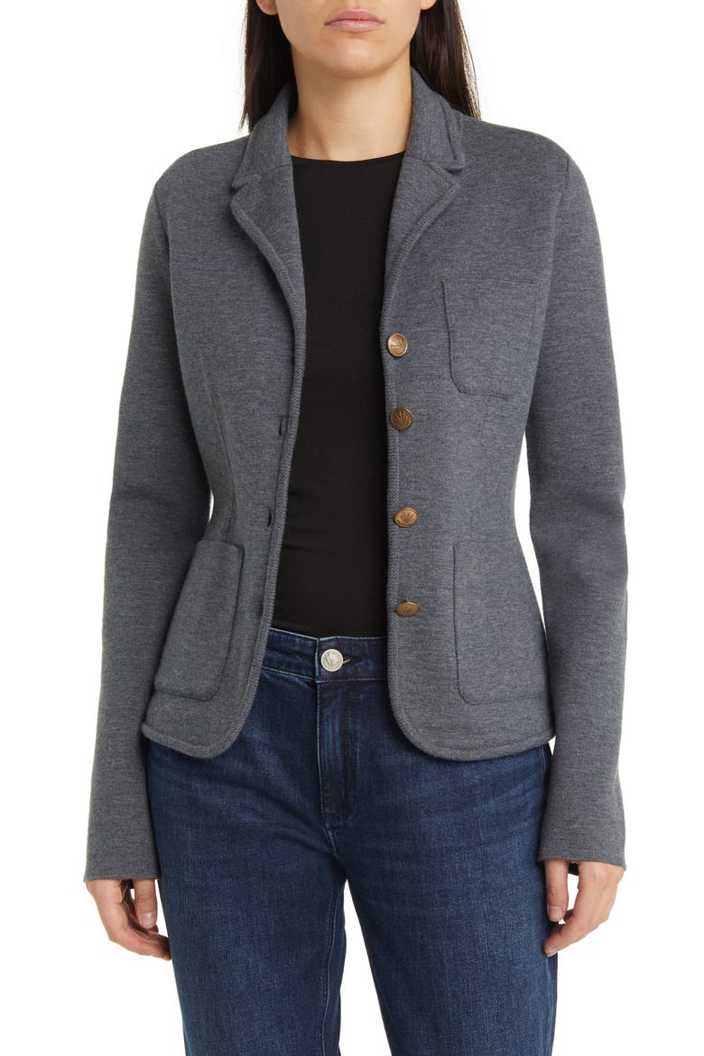 Abigail Merino Wool Blend Blazer, Main, color, CHARCOAL