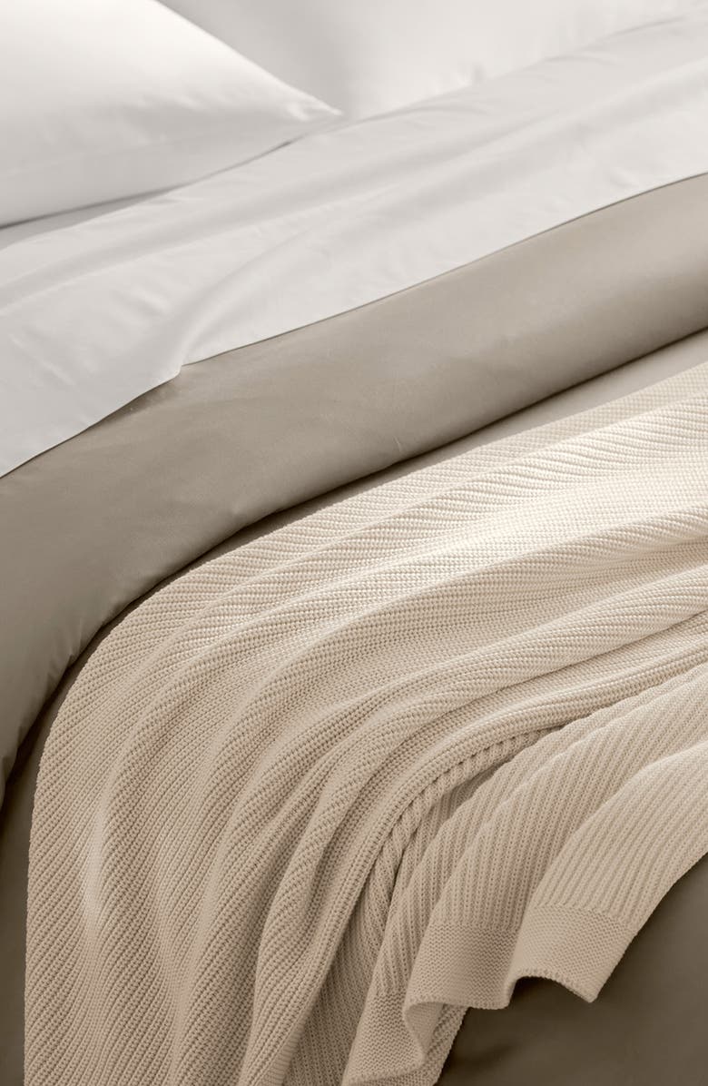 Boll & Branch Organic Cotton Shaker Stitch Throw Blanket, Alternate, color, Natural