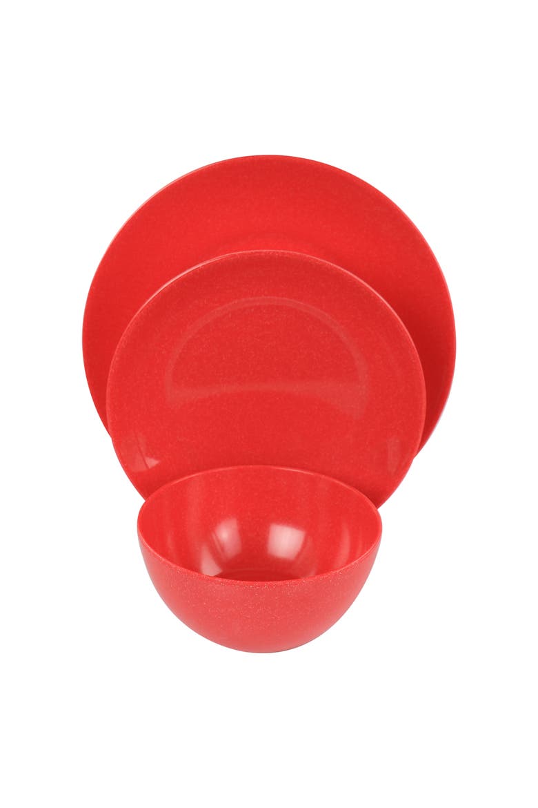 12 Piece Melamine Dinnerware Set in Red, Alternate, color, Red