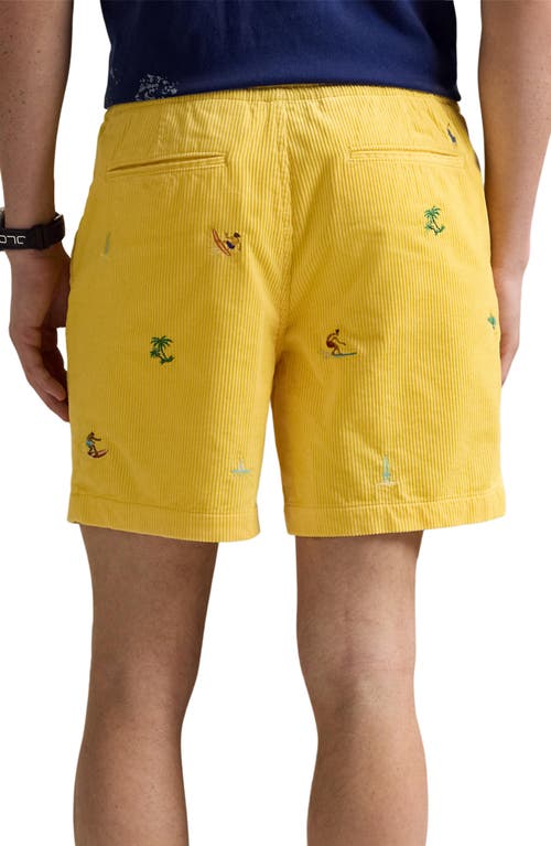 Polo Ralph Lauren Mens Corduroy Embroidered Cotton Shorts Beach Yellow Emb In Beach Yellow W/surfer Emb