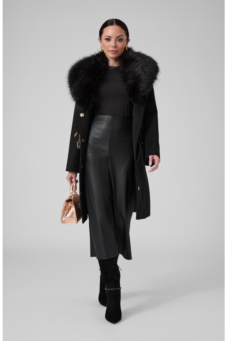 Cecilia High Waist Faux Leather Culottes, Alternate, color, JBLACK-BLACK