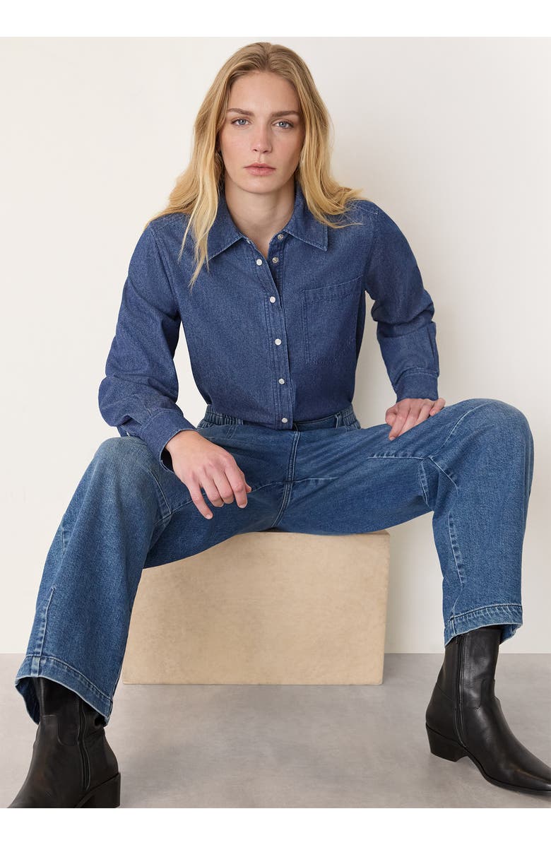 Whistles Pocket Detail Cotton Shirt, Alternate, color, Denim