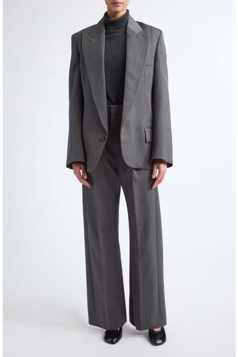 Ethel Wide Leg Virgin Wool Trousers, Alternate, color, ASH MELANGE