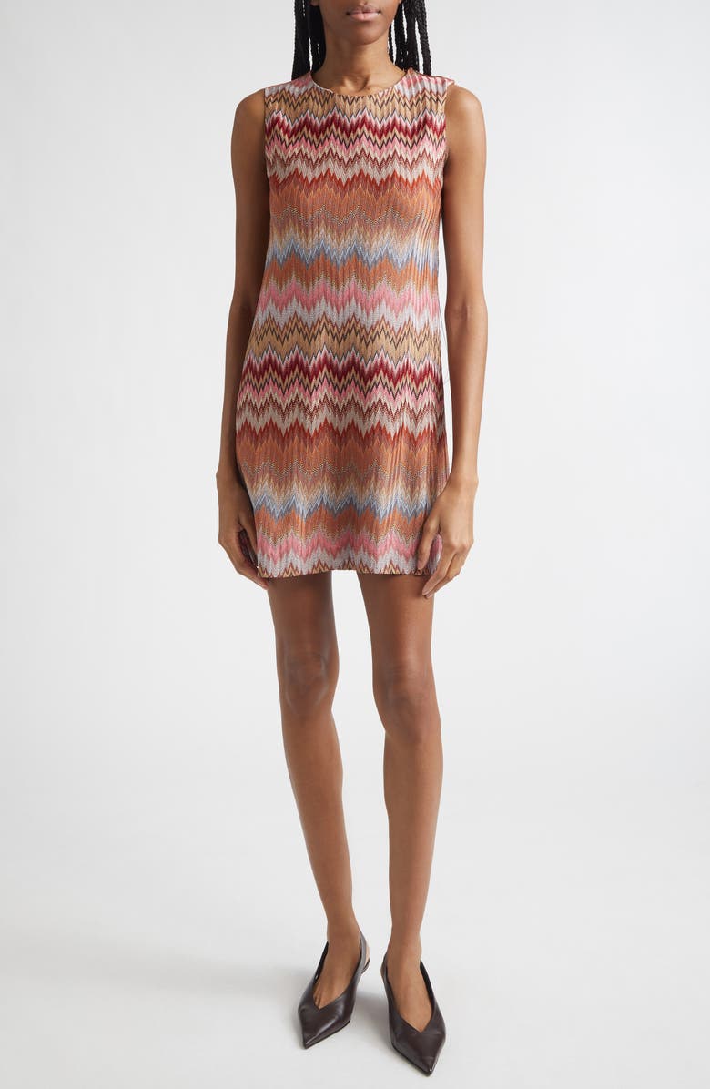 Missoni Chevron Stripe Sleeveless Knit Minidress, Main, color, Multi Green Camel White Pink