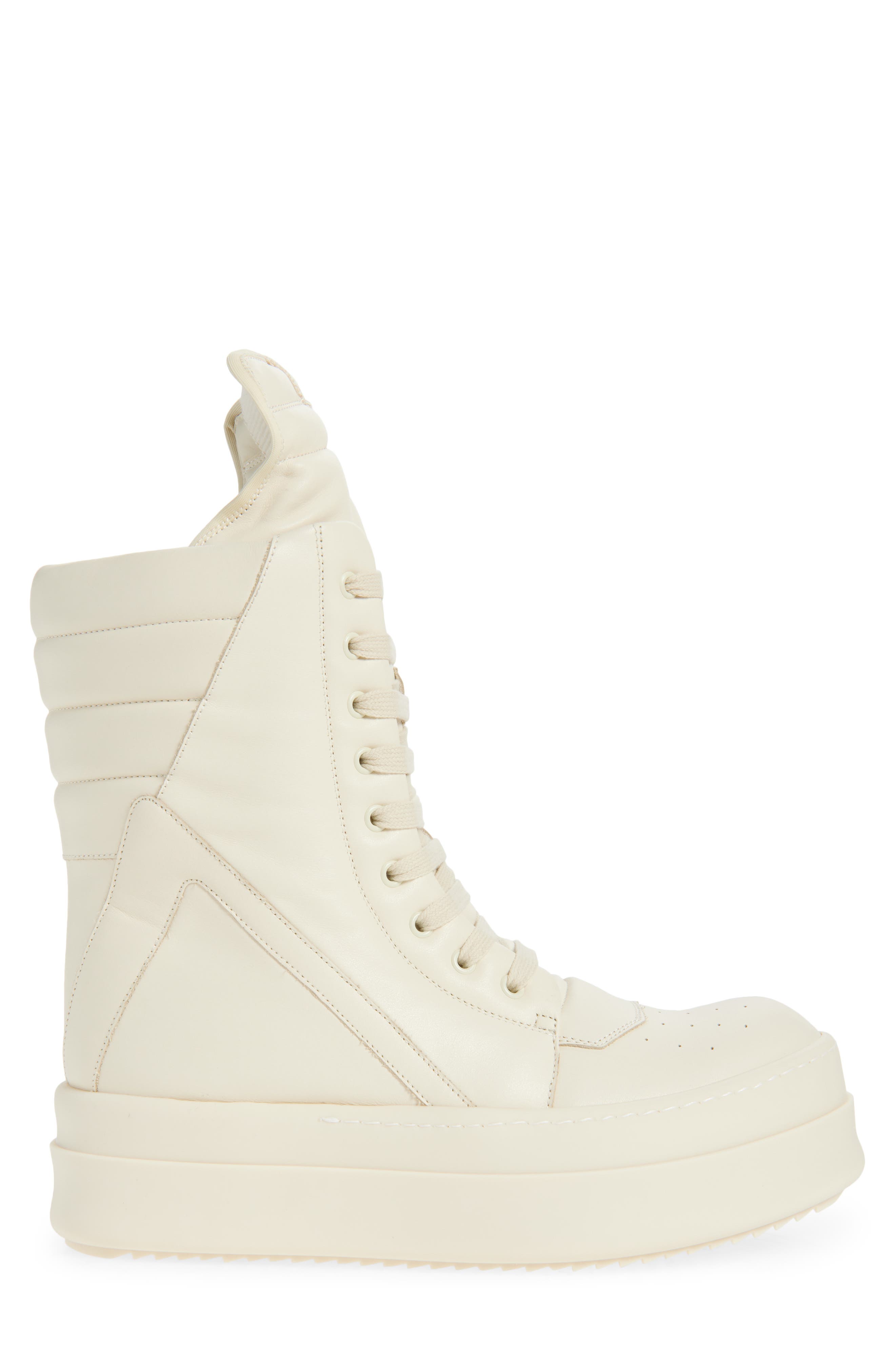 Rick Owens Mega Geobasket High Top Sneaker, Alternate, color, Milk/ Milk/ Milk