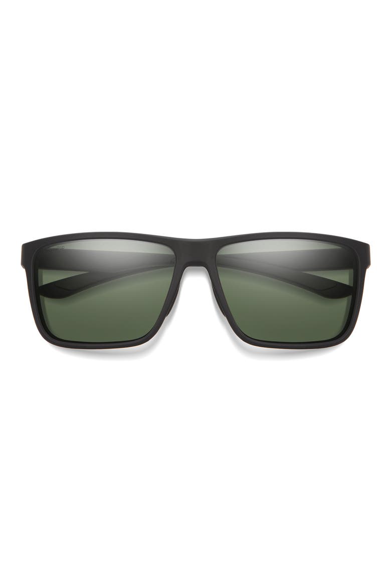 Riptide 57mm ChromaPop™ Polarized Sport Rectangular Sunglasses, Main, color, MATTE BLACK / CHROMAPOP POLARIZED GRAY GREEN