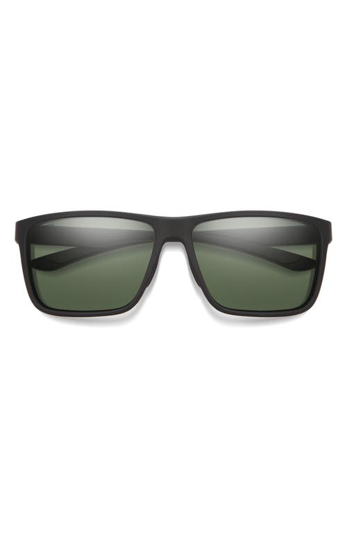 Smith Riptide 57mm Chromapop™ Polarized Sport Rectangular Sunglasses In Matte Black/gray Green