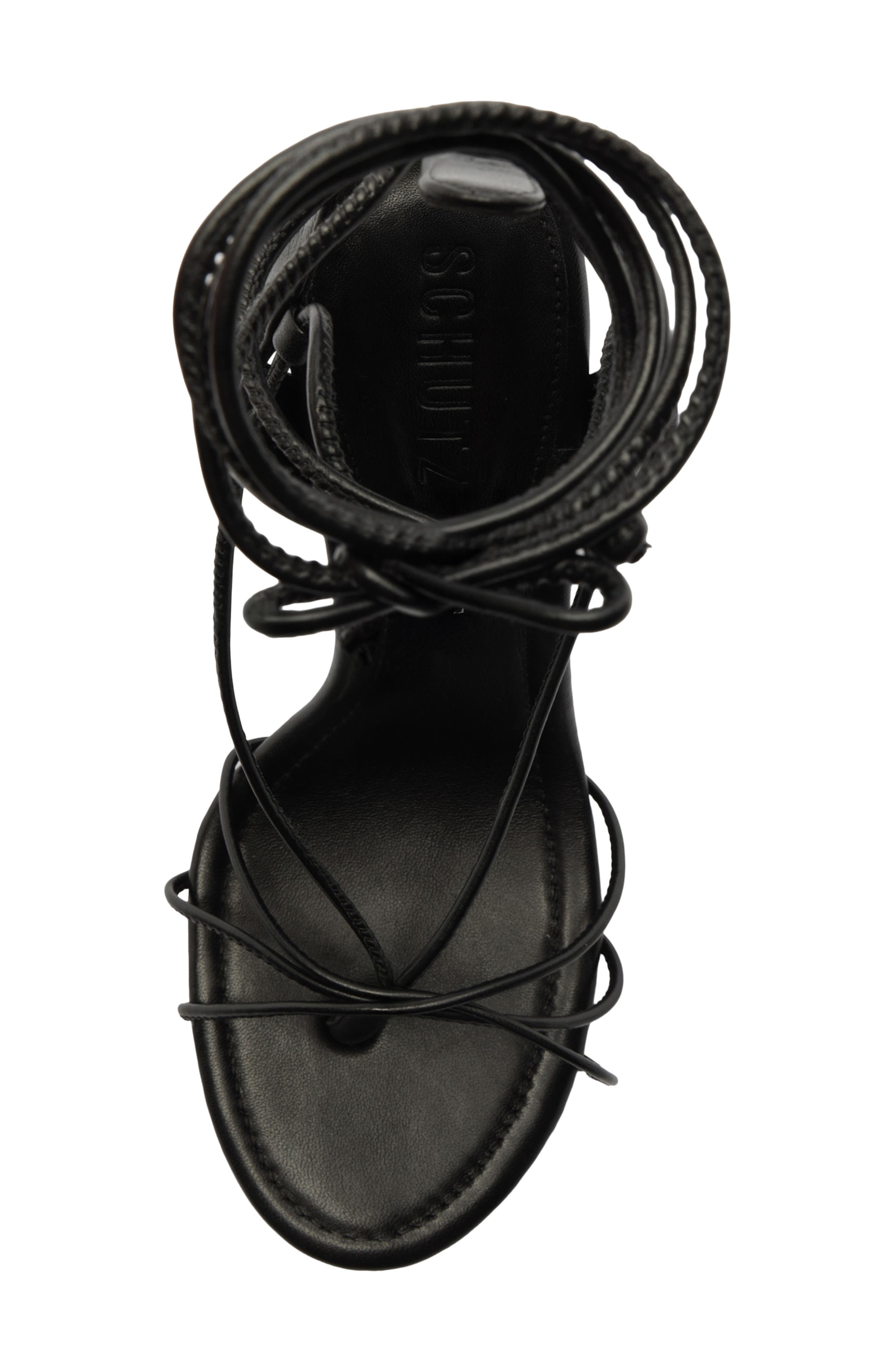 Schutz Jules Ankle Strap Stiletto Sandal, Alternate, color, Black