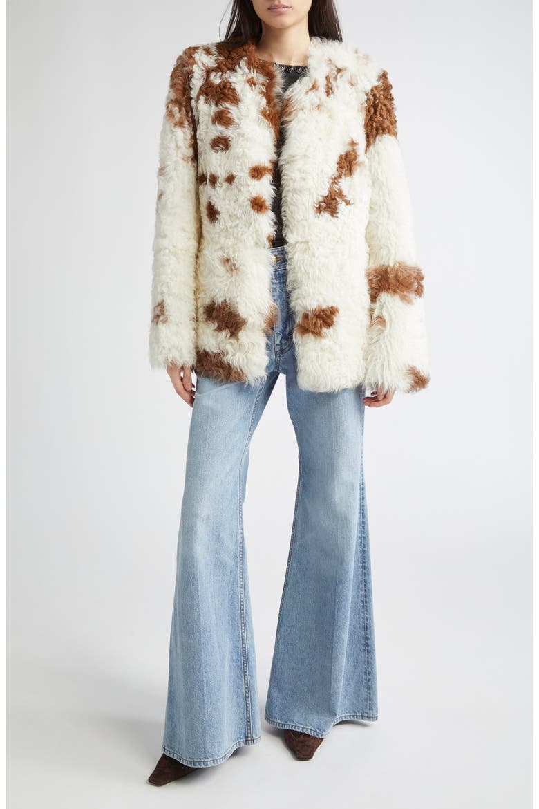 Hypnotic Spot Genuine Shearling Jacket, Alternate, color, CREAM