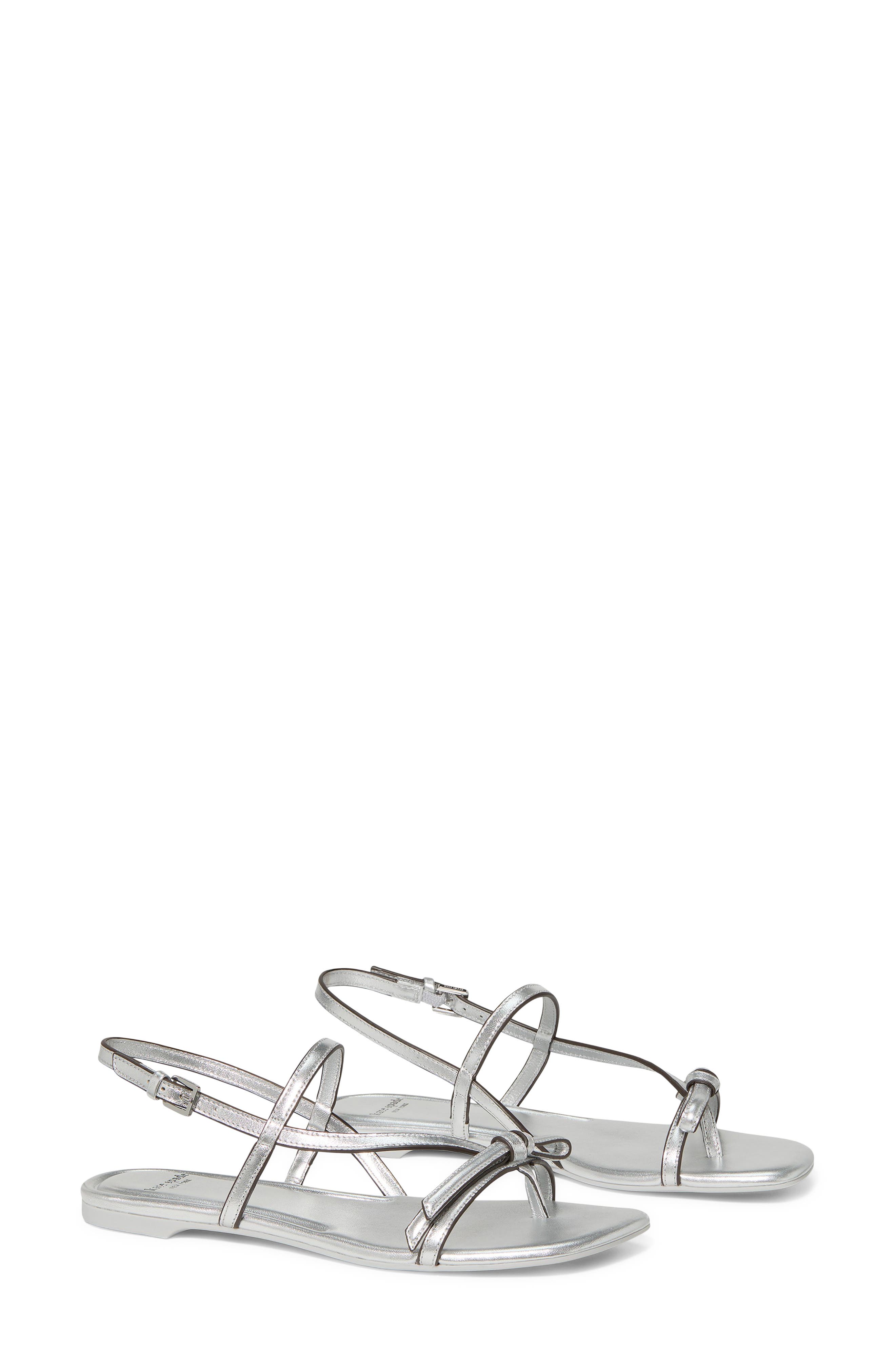 Kate Spade New York loop metallic ankle strap sandal, Alternate, color, Silver