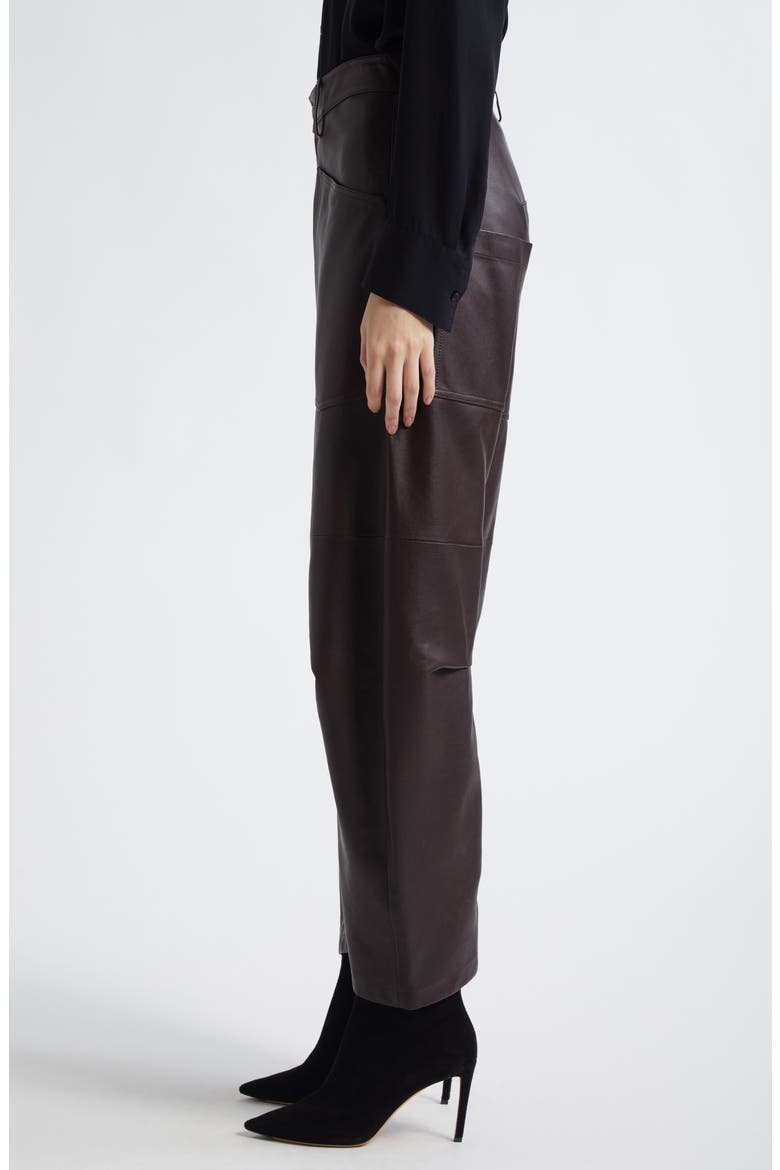 Shon Barrel Leg Leather Pants, Alternate, color, DARK BROWN
