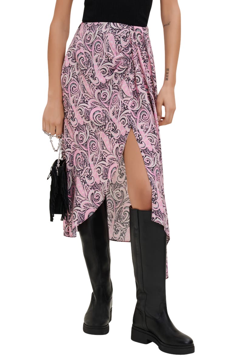 maje Japollo Paisley Skirt, Main, color, Pink Paisley