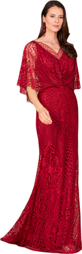 LARA New York Cape Sleeve Mermaid Gown