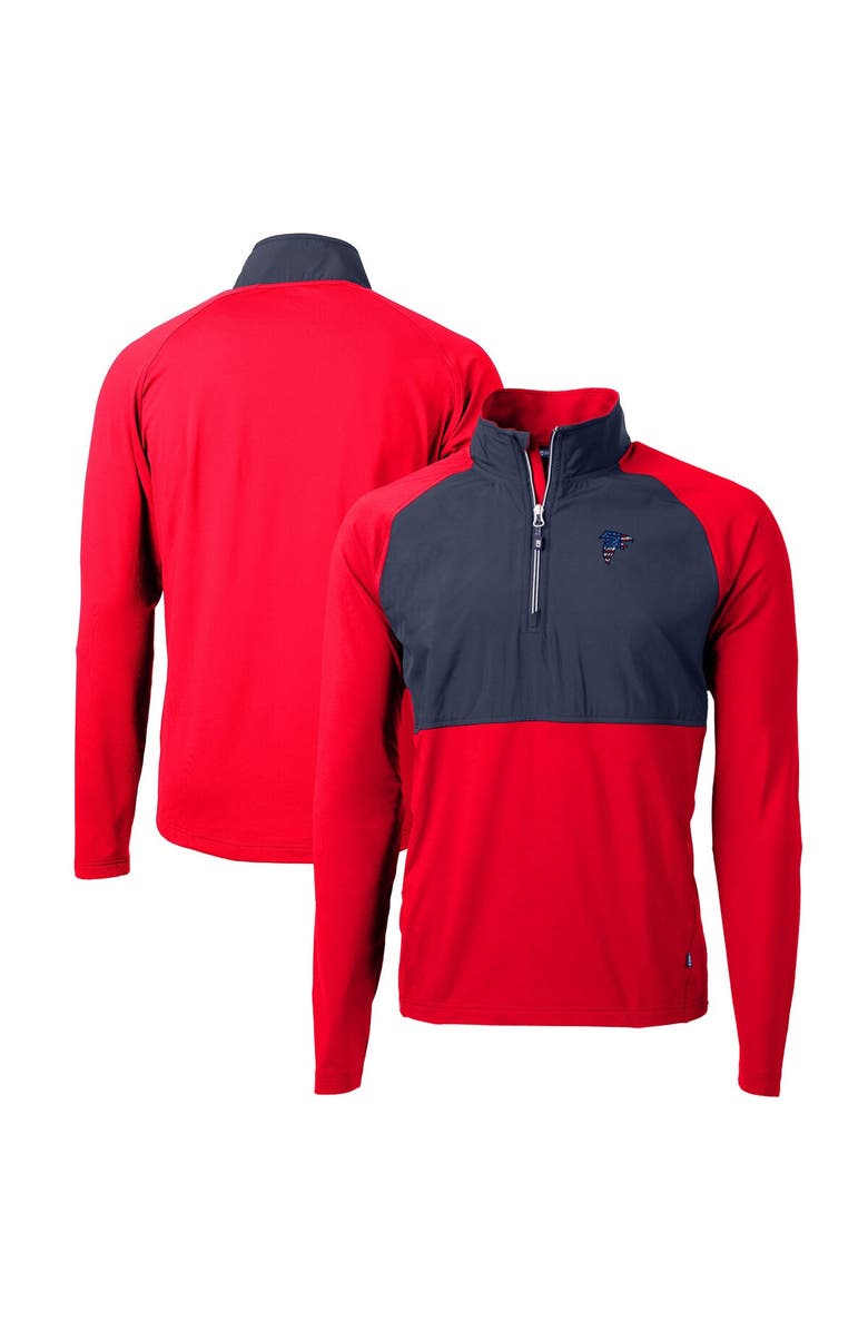 Cutter & Buck Men's Cutter & Buck Red Atlanta Falcons Adapt Eco Knit Hybrid Recycled Quarter-Zip Pullover Top, Alternate, color, 