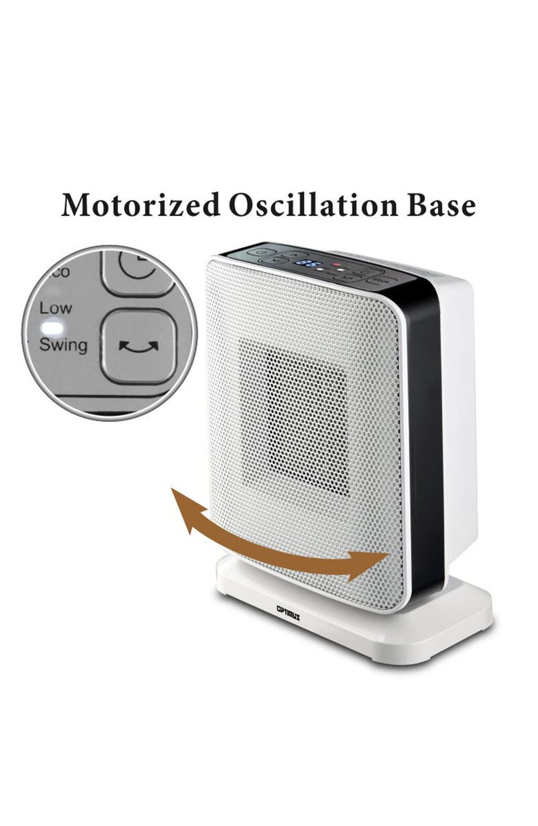 Optimus Portable Oscillation Ceramic Heater with LED Display, Alternate, color, White