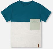Deux par Deux Organic Cotton Colorblock Jersey Short Sleeve T-Shirt with Chest Pocket