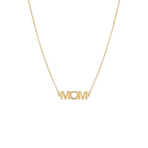 Solid Mom Nameplate Necklace 14K
