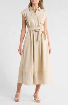 Ellen Tracy Floral Embroidered Poplin Shirtdress