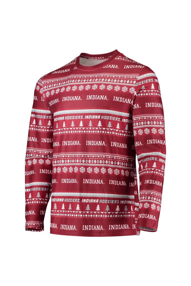 Men's Concepts Sport Crimson Indiana Hoosiers Ugly Sweater Long Sleeve T-Shirt and Pants Sleep Set, Alternate, color, Crimson