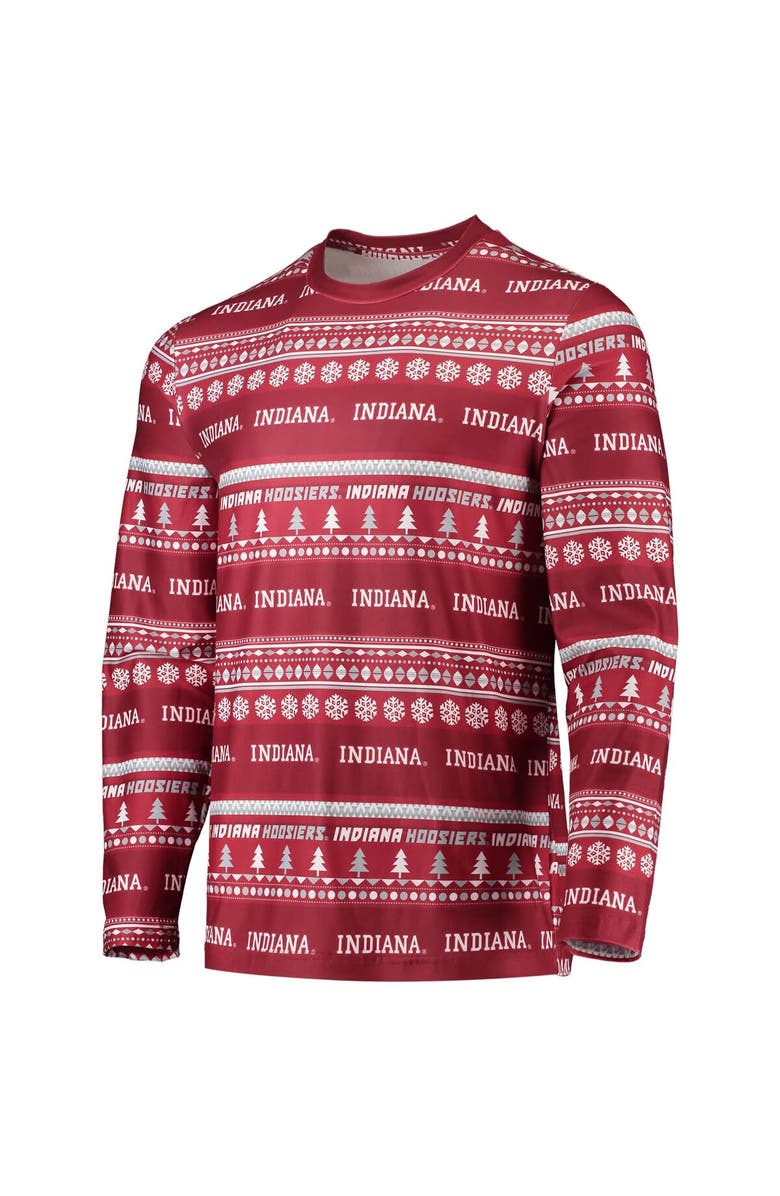 CONCEPTS SPORT Men's Concepts Sport Crimson Indiana Hoosiers Ugly Sweater Long Sleeve T-Shirt and Pants Sleep Set, Alternate, color, Crimson