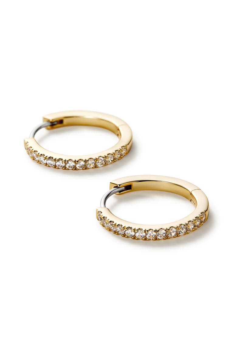 Gold Huggie Hoop Earrings - Pave Huggie Hoops Medium, Alternate, color, Gold