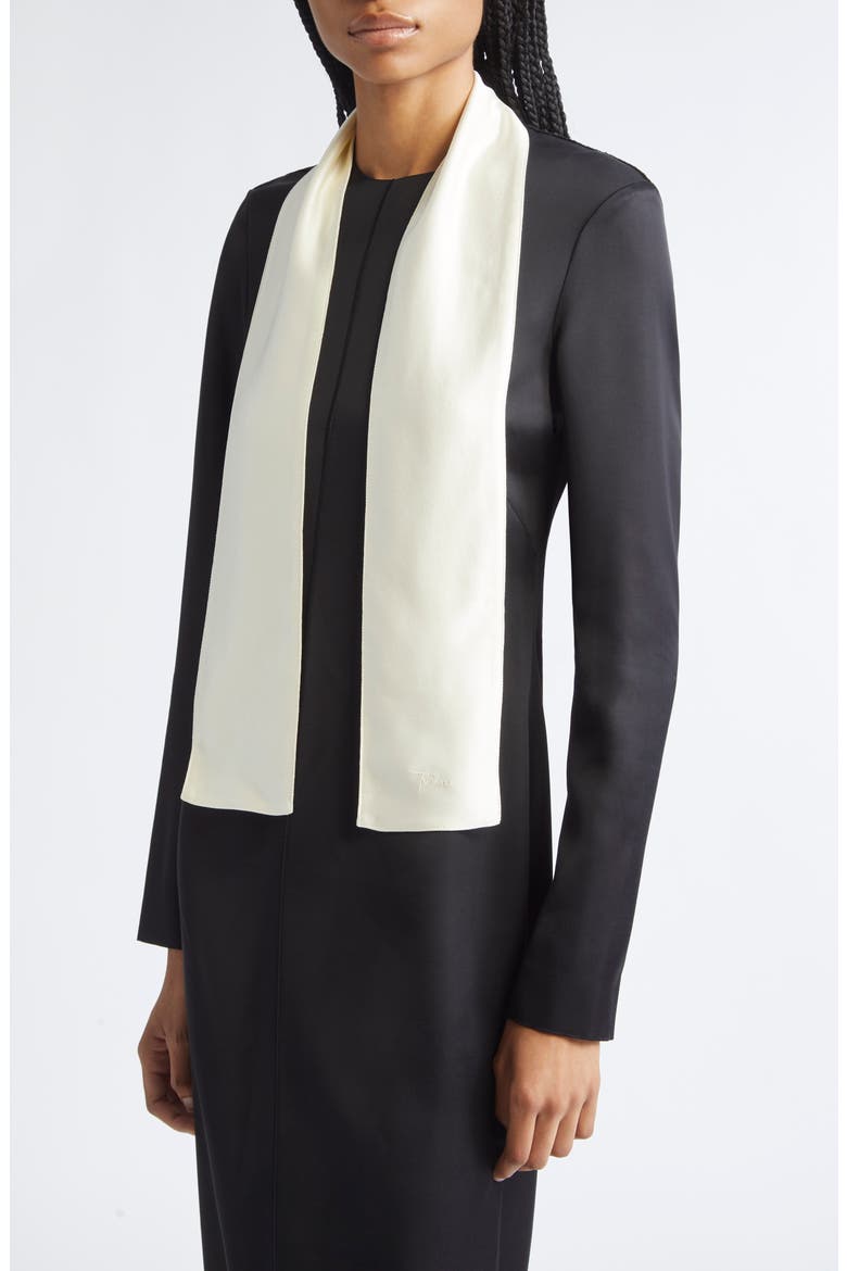 Satin Tuxedo Scarf, Alternate, color, MACADAMIA