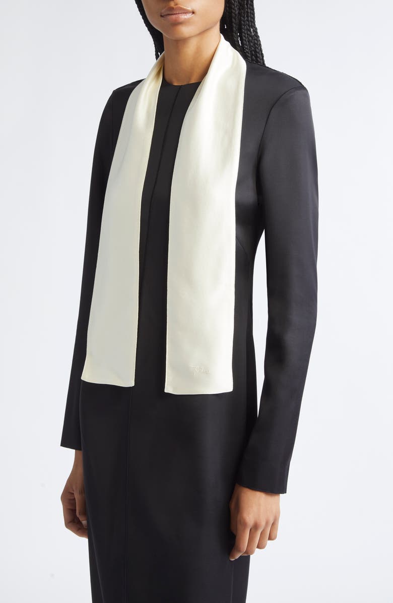 TOTEME Satin Tuxedo Scarf, Alternate, color, Macadamia