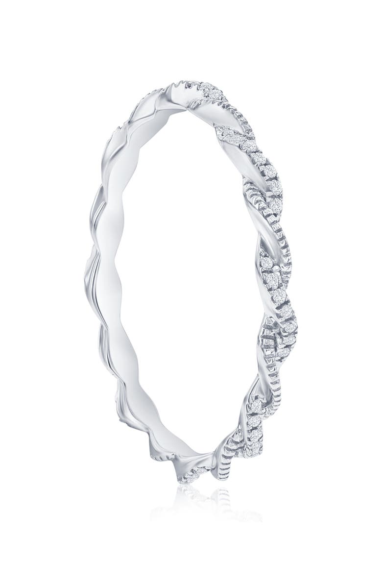 SIMONA Sterling Silver Pavé Diamond Intertwined Band Ring - 0.15 ctw, Alternate, color, 