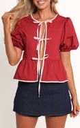 Petal & Pup Ellien Tie Front Puff Sleeve Top