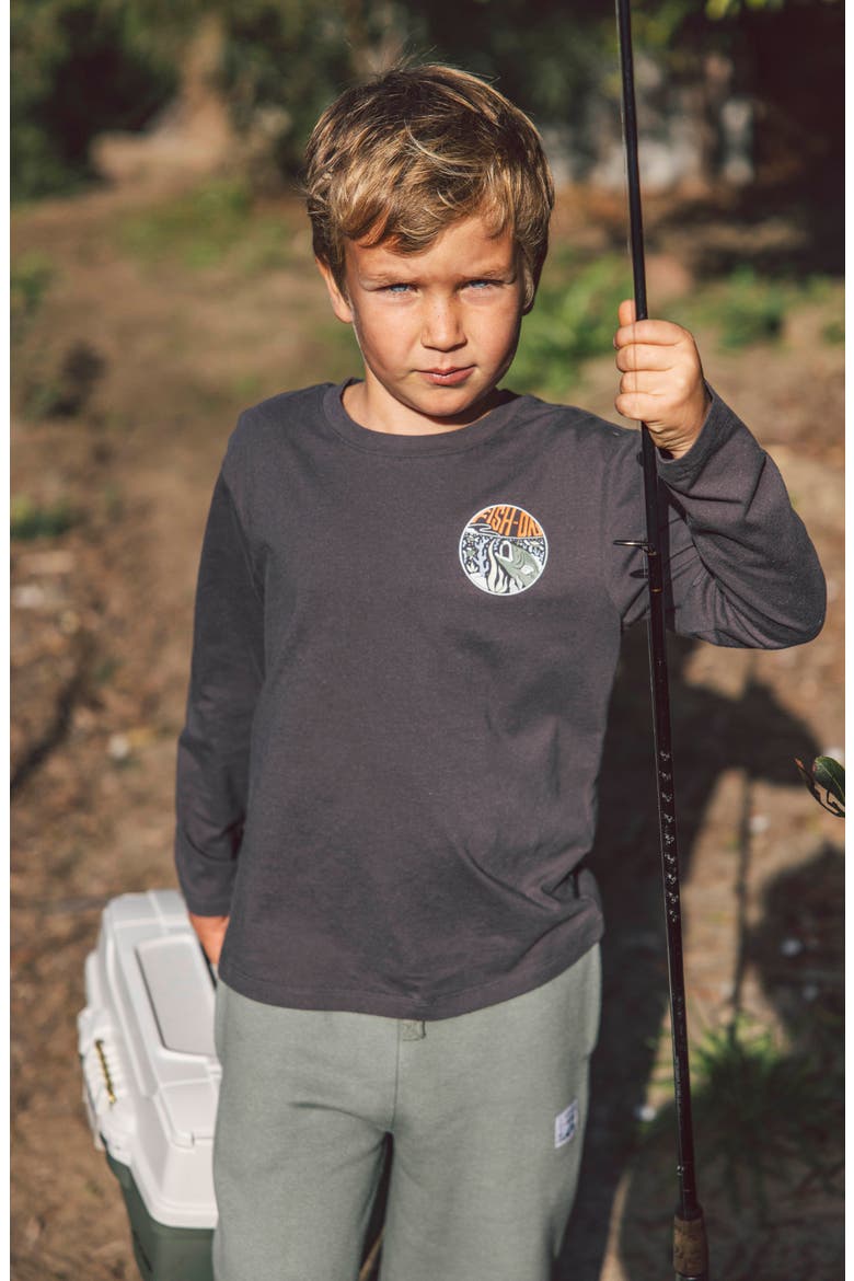 Kids' Fish Long Sleeve Cotton Graphic T-Shirt, Alternate, color, ASH GREY