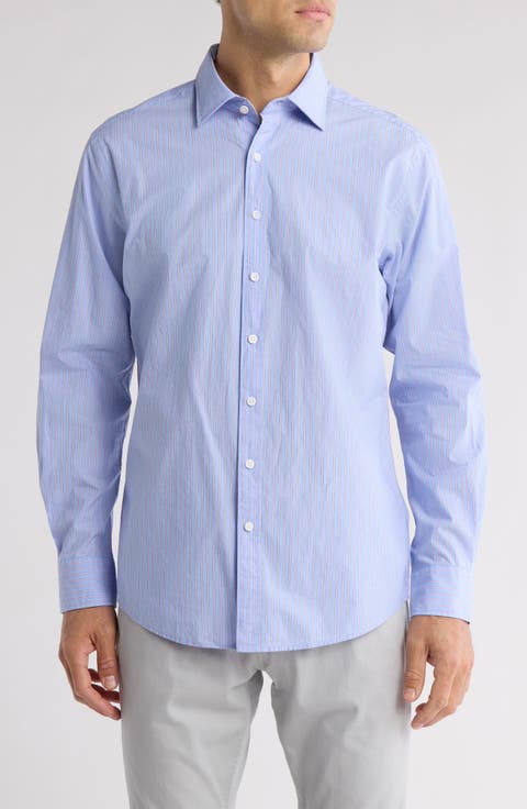 Wildman Avenue Sports Fit Long Sleeve Cotton Button-Up Shirt