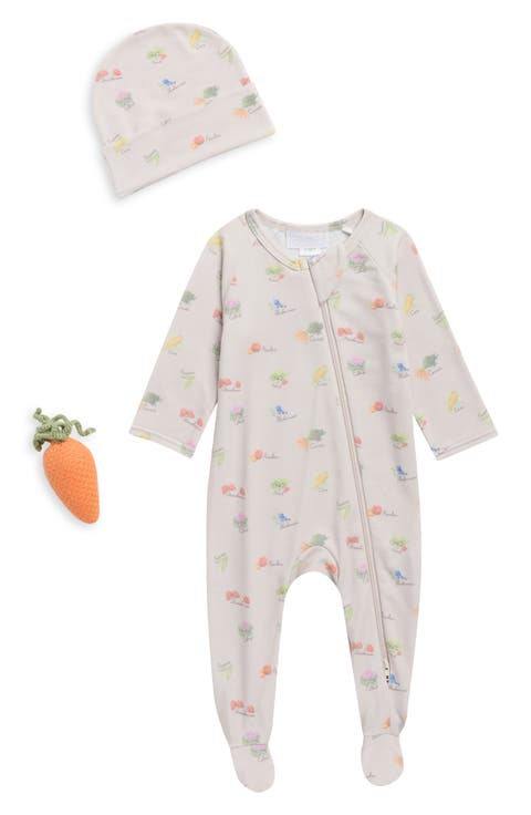 Kids' Veggies Footie & Beanie Set