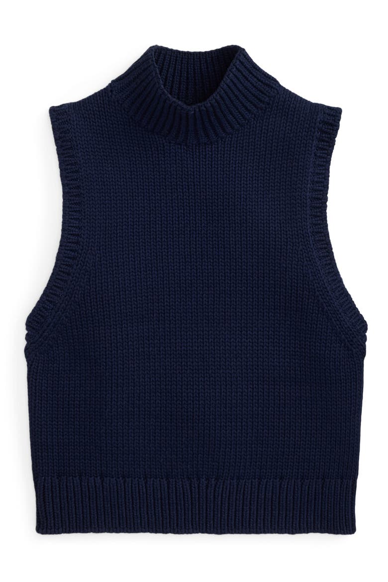 Sleeveless Cotton Blend Turtleneck Sweater, Alternate, color, CRUISE NAVY