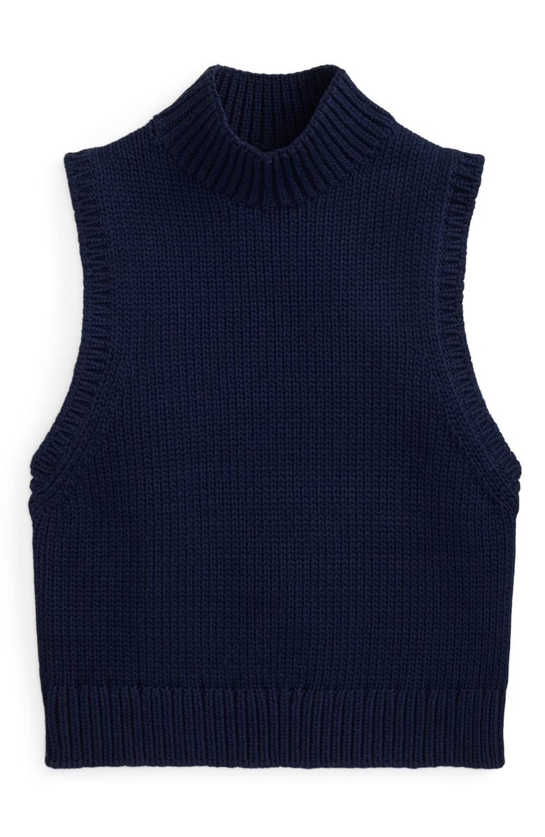 Polo Ralph Lauren Sleeveless Cotton Blend Turtleneck Sweater, Alternate, color, Cruise Navy