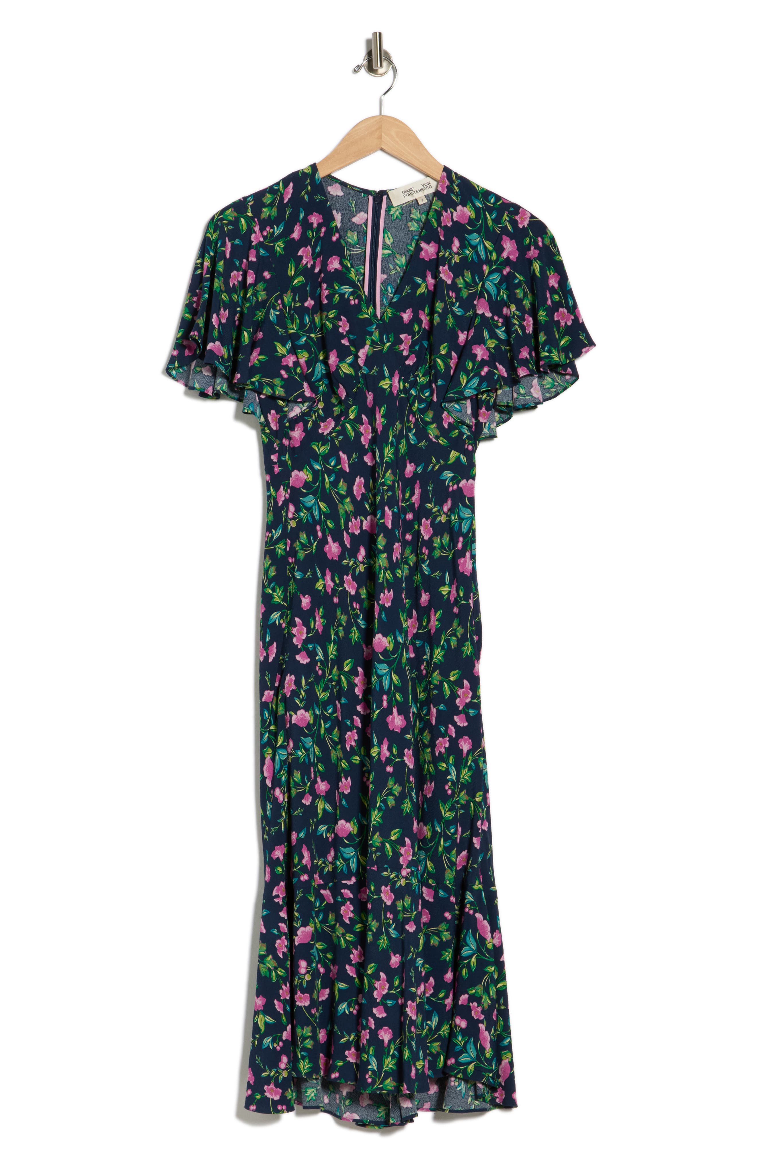Diane von Furstenberg Cecelia Floral Flutter Sleeve Midi Dress