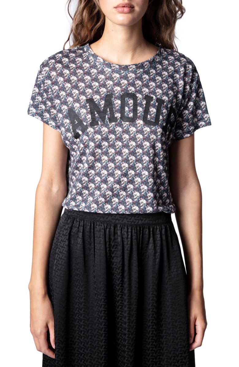 Zadig & Voltaire Walk Amour Liberty Skull Graphic Tee, Main, color, 