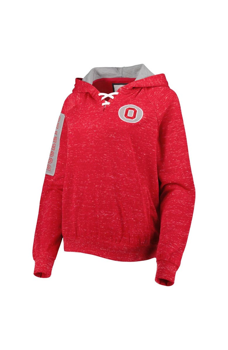 COLOSSEUM Women's Colosseum Scarlet Ohio State Buckeyes The Devil Speckle Lace-Placket Raglan Pullover Hoodie, Alternate, color,