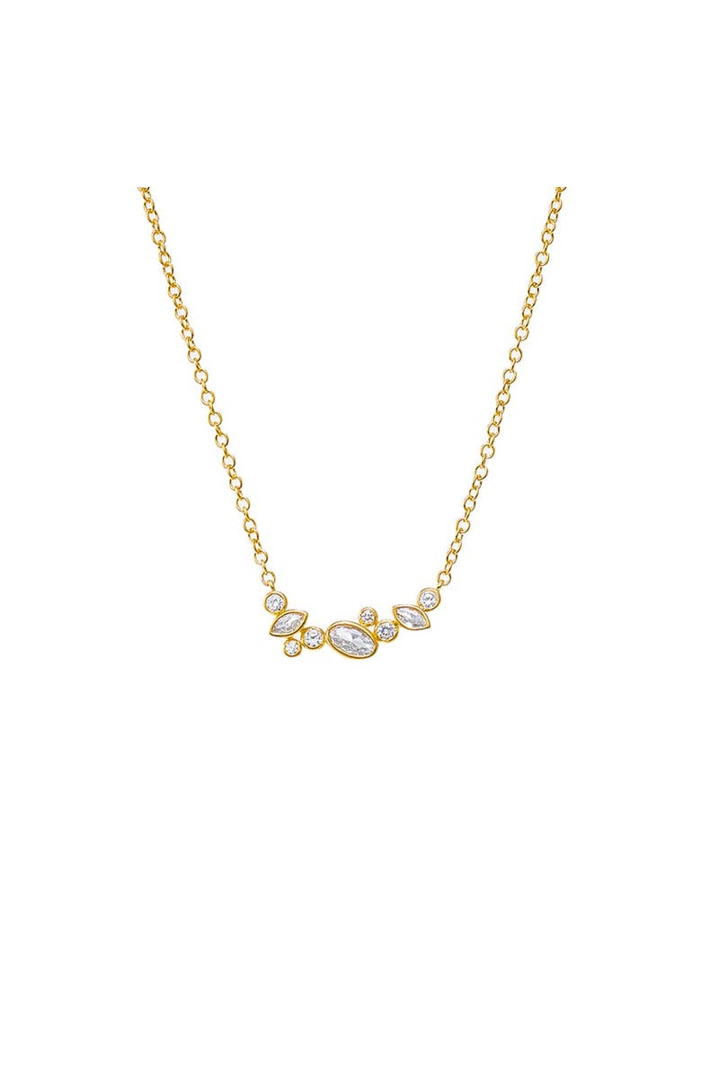 BY ADINA EDEN CZ Multi Shape Scatered Bezel Bar Necklace, Main, color,